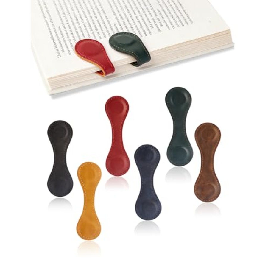 Bookmark Magnetic Clip - 6 PCS Magnetic Leather Bookmarks, Double