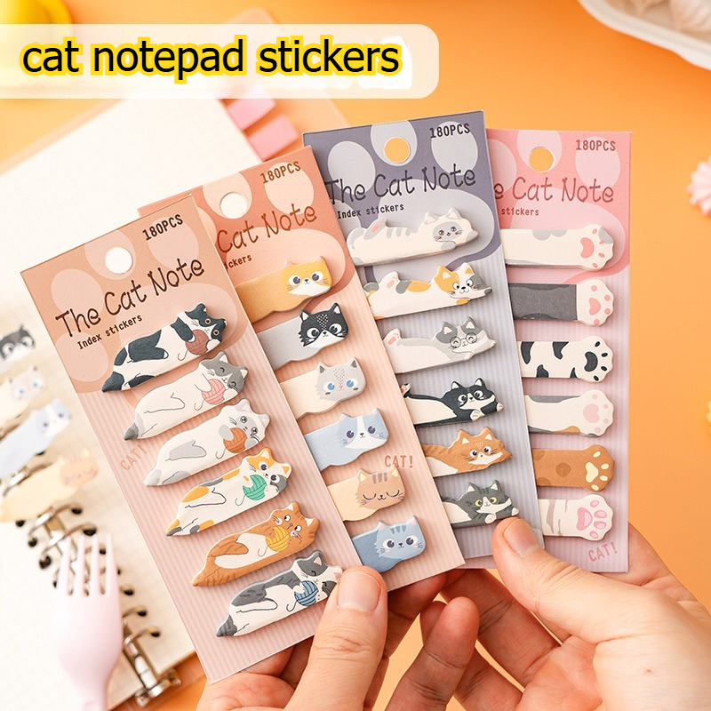 Stationery Office Items List - 40packs Kawaii Cat Memo Pad Stickers