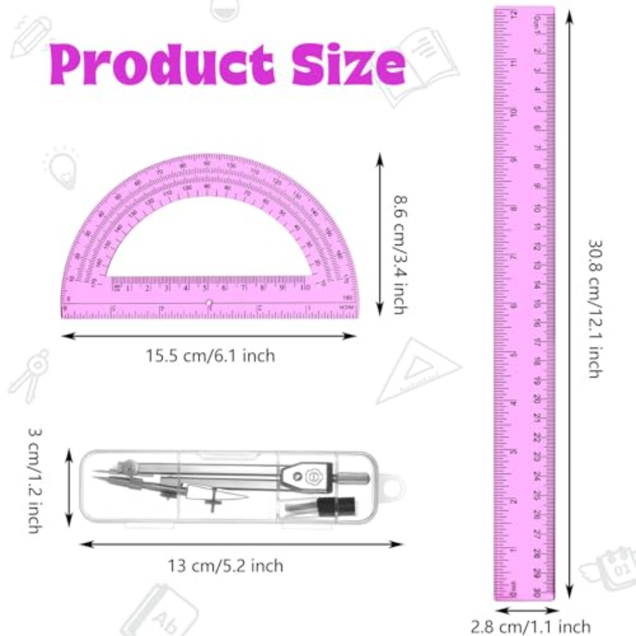 3 Pcs Plastic Ruler 6 Inch Pro - Ruler Set Transparent のレビューと価格