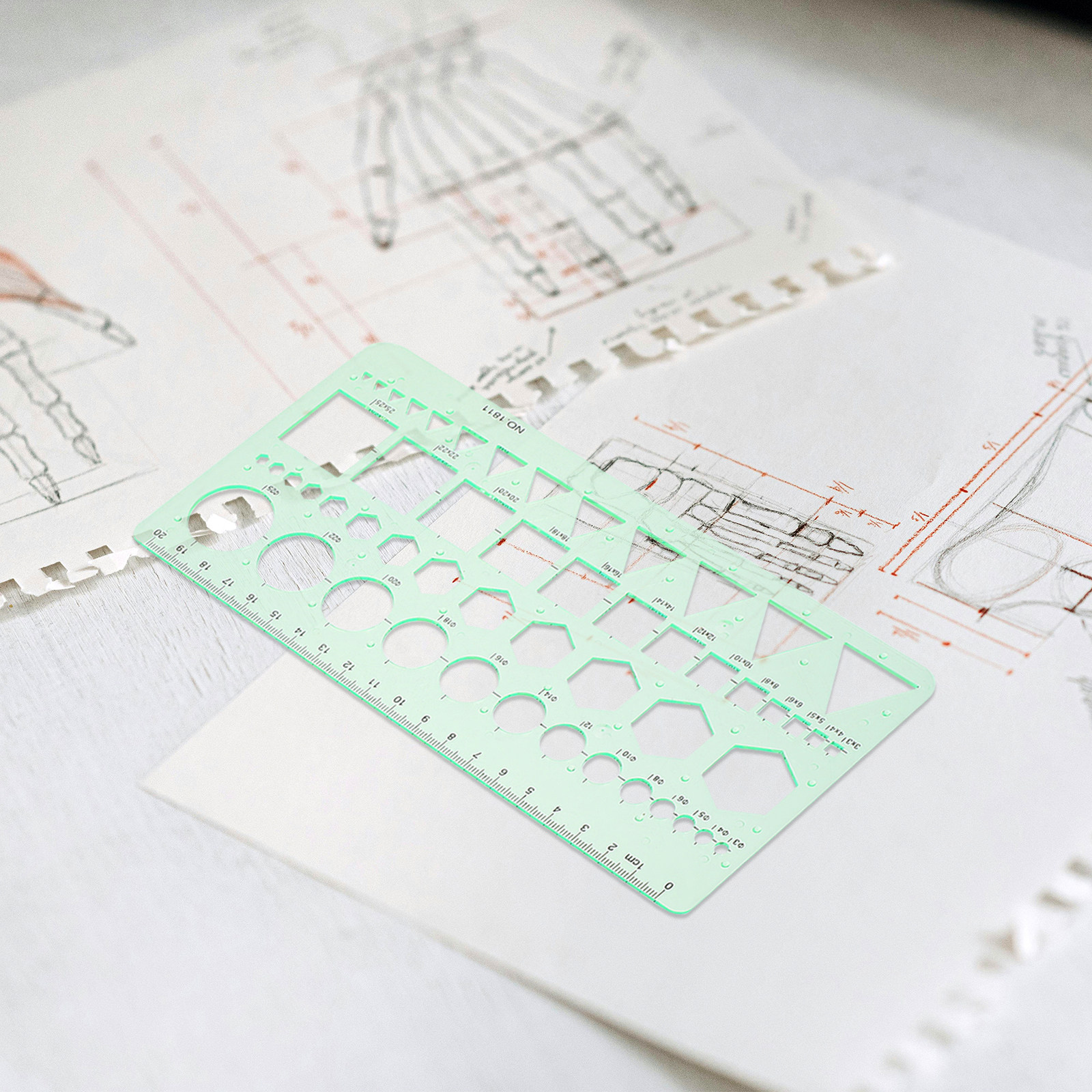2Pcs Transparent Drawing Templ - Ruler Set Transparent のレビューと価格
