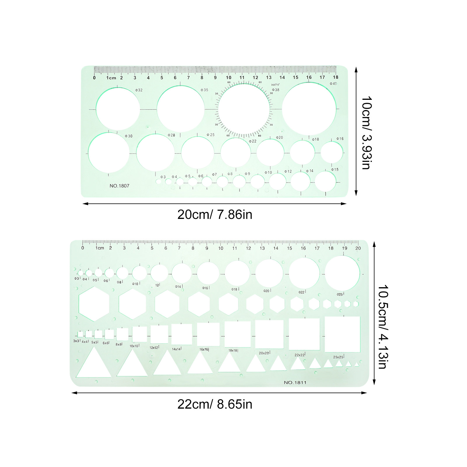 2Pcs Transparent Drawing Templ - Ruler Set Transparent のレビューと価格