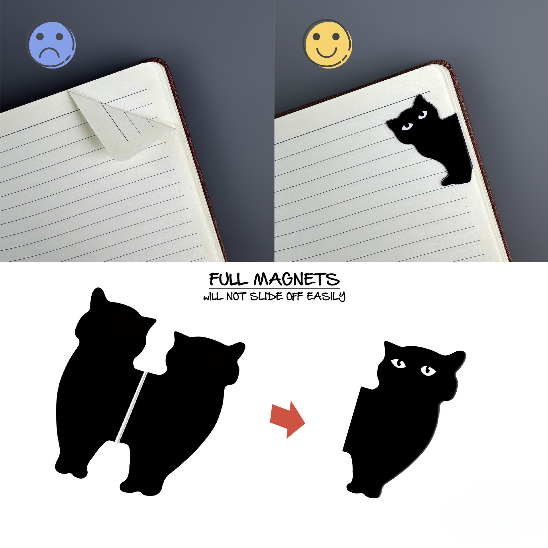 Cute Black Cat Magnetic Bookma - Bookmark Magnetic Clip のレビューと価格