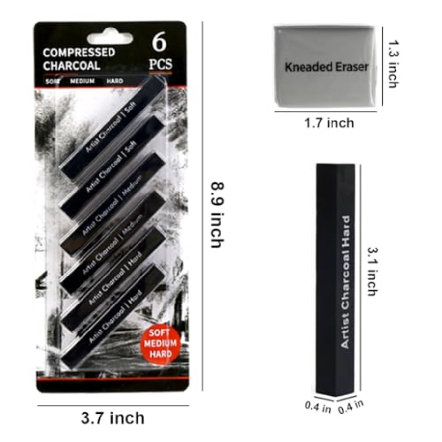 Compressed Charcoal Sticks 6 P - Rubber Eraser Kneaded のレビューと価格
