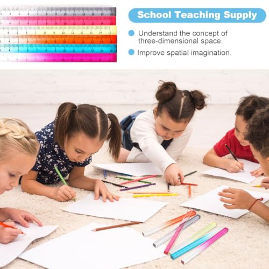 6pcs Colorful Clear Straight R - Ruler Set Transparent のレビューと価格