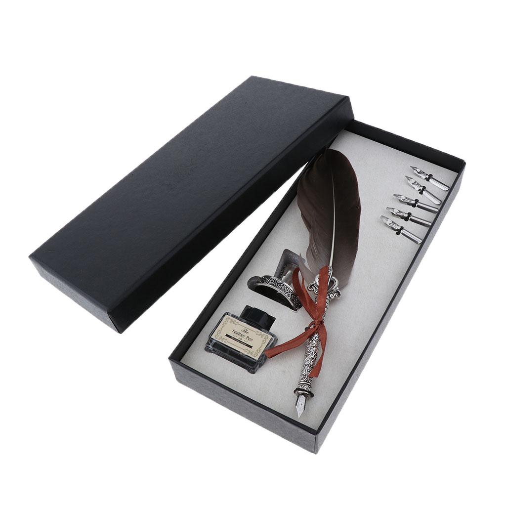 Antique Fountain Pen Feather Q - Calligraphy Ink Bottle のレビューと価格