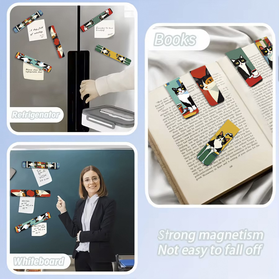 5Pcs/Set Cute Cat Magnetic Boo - Bookmark Magnetic Clip のレビューと価格