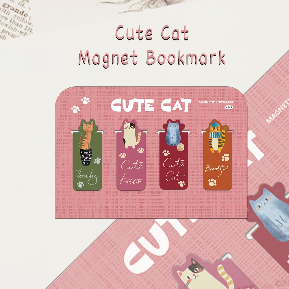 4PCS Creative Cartoon Cute Cat - Bookmark Magnetic Clip のレビューと価格