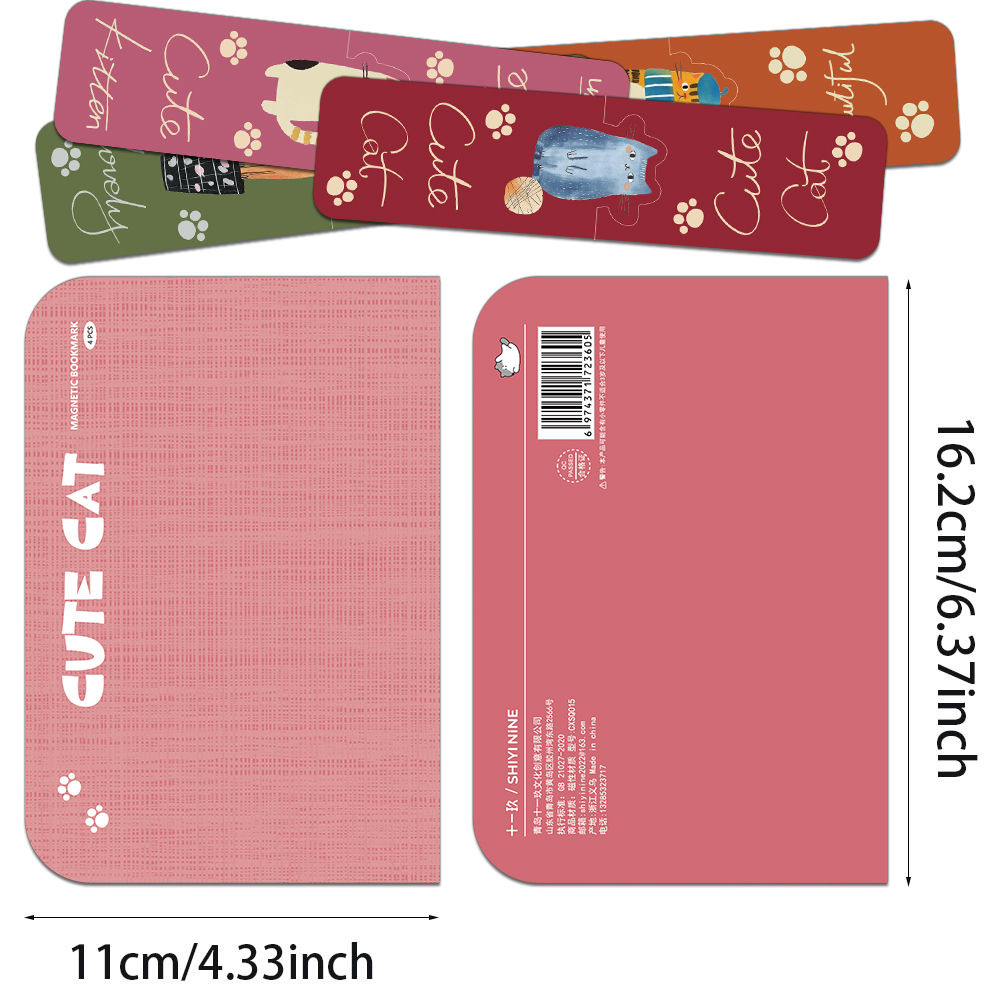 4PCS Creative Cartoon Cute Cat - Bookmark Magnetic Clip のレビューと価格