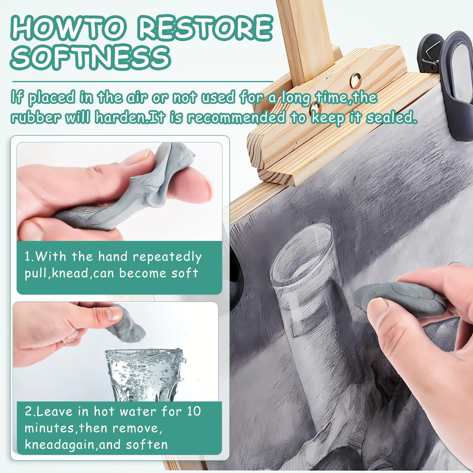 2pcs Kneaded Eraser for Artist - Rubber Eraser Kneaded のレビューと価格